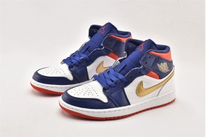 Air Jordan 1 MID SE White Blue Red USA Grade School Youth BQ6931 104 Womens And Mens Shoes  